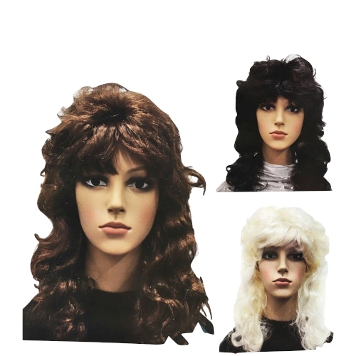 RETRO WIG Curly Long Hair Disco Punk Rock Party Costume 60s 70s 22425