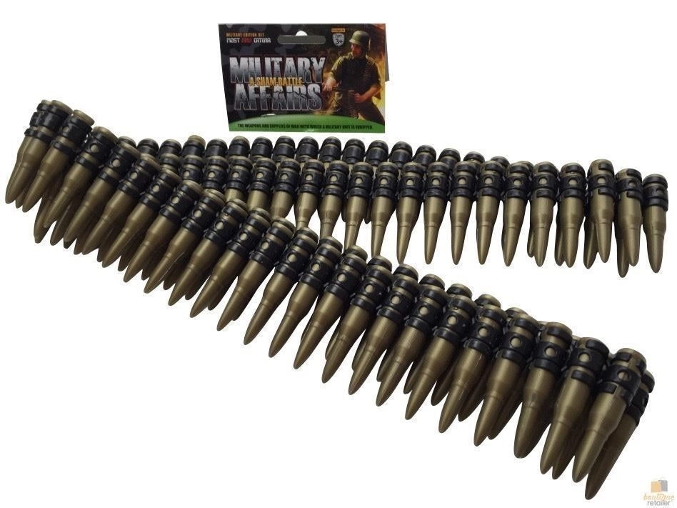 BULLET BELT Plastic Bandolier Costume Party Commando Army Gangster Soldier Ammo Cowboy