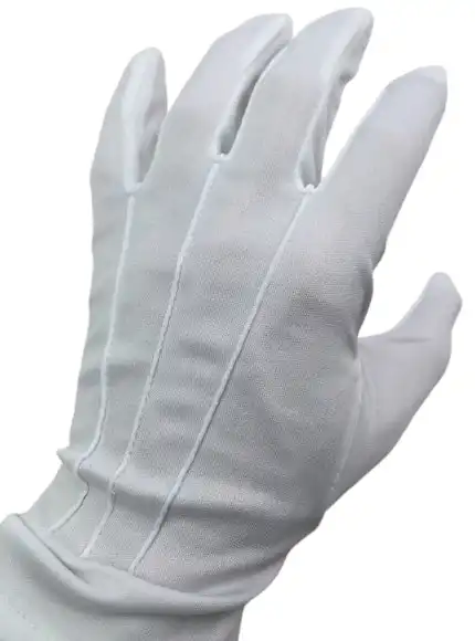 Deluxe Short White Stripe Satin Gloves Magician Driving Wedding Glove One Size