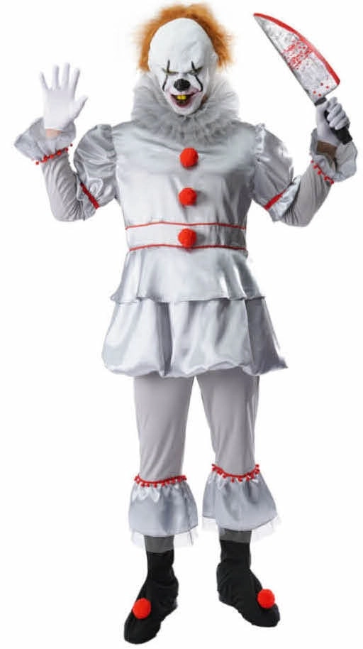 Mens Stephen King's It Pennywise Evil Clown Halloween Costume Party Outfit