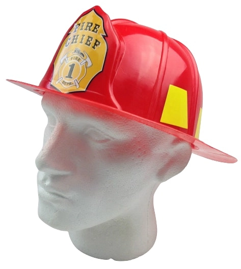 FIREMAN HAT Firemans Helmet Costume Dress Up Party Red Plastic Halloween Cap