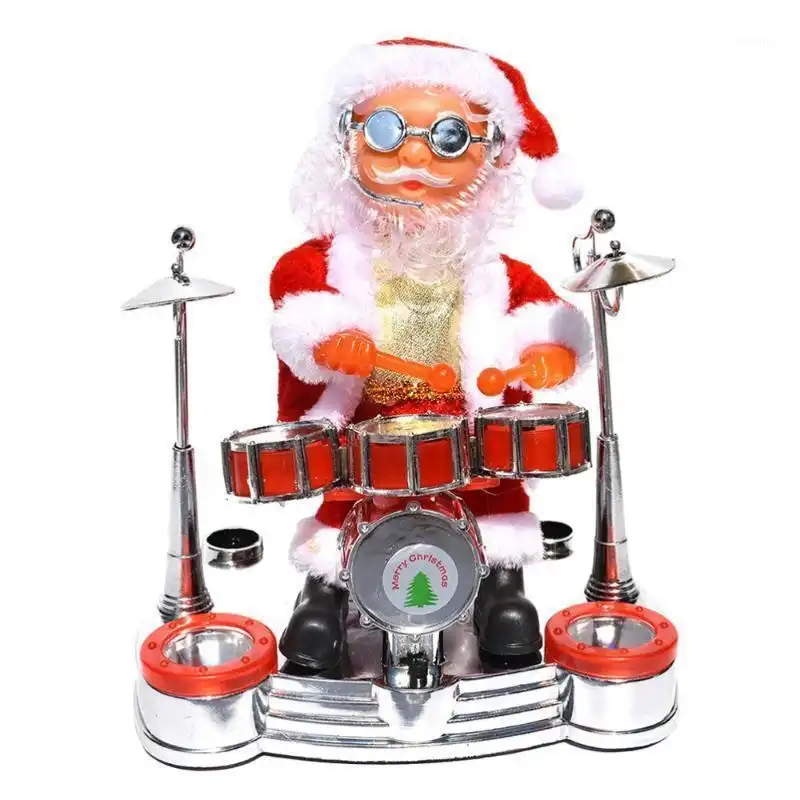 Christmas Electric Musical Santa Claus Decor Figure Doll Xmas Band Kids Toys - Drum Santa