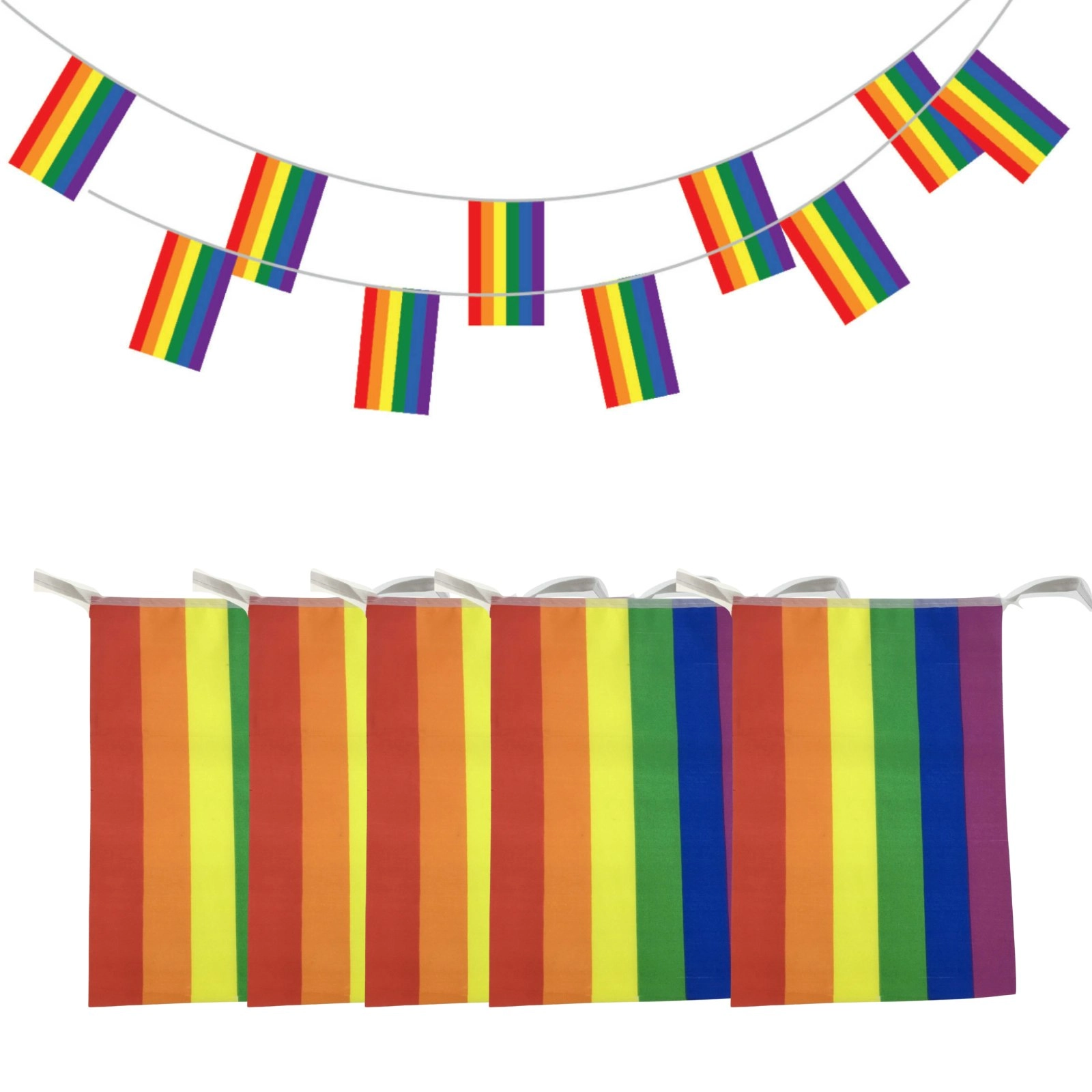 4x 3.6m RAINBOW BUNTING FLAG Party Banner Stall Flags Decor Gay Pride LGBT BULK