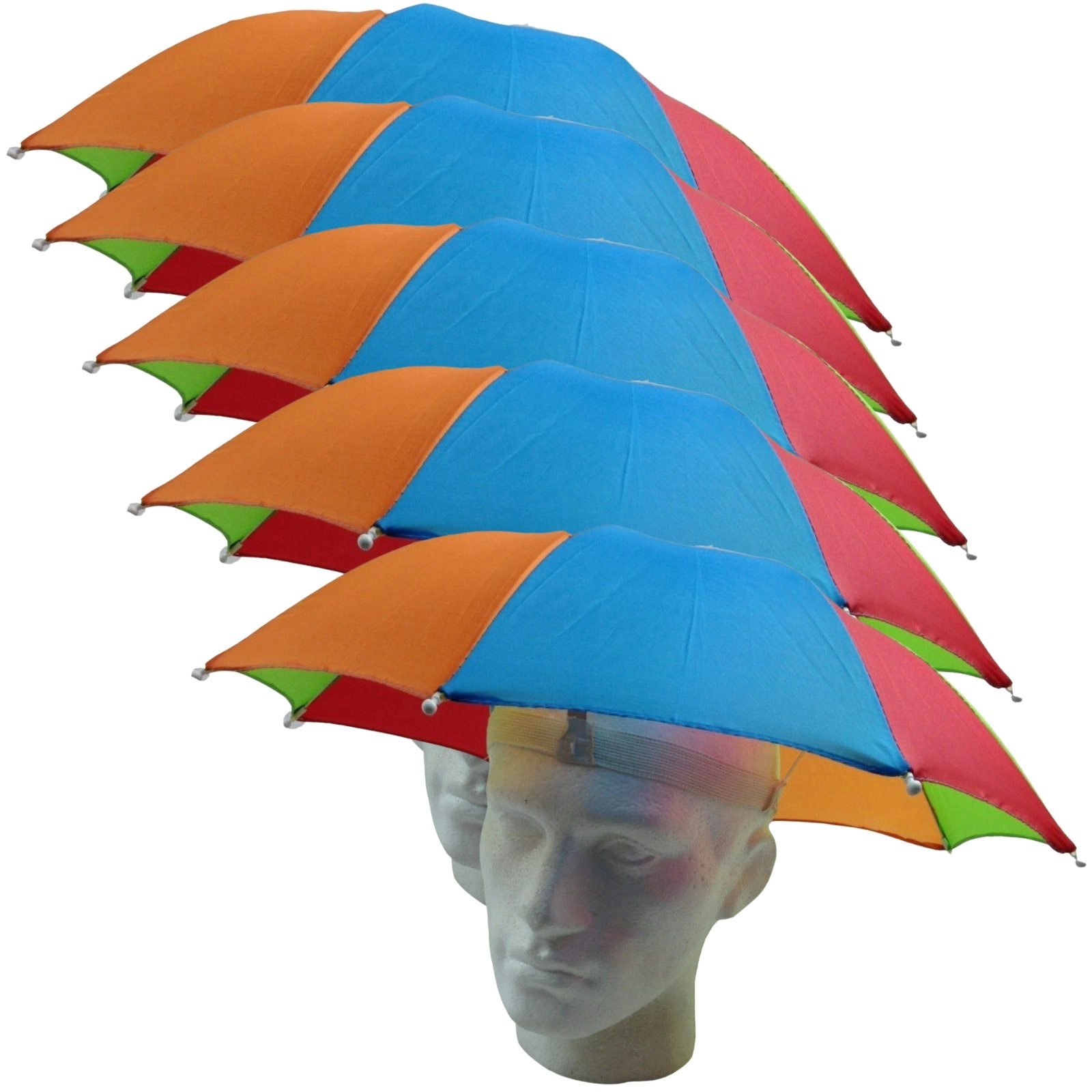 5x RAINBOW UMBRELLA HAT Rain Beach Sun Rain Cap Costume Camping Fishing BULK