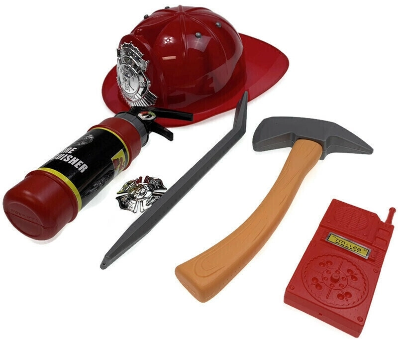 6pcs FIREMAN SET Kids Fire Chief Helmet Costume Halloween Book Week Kit