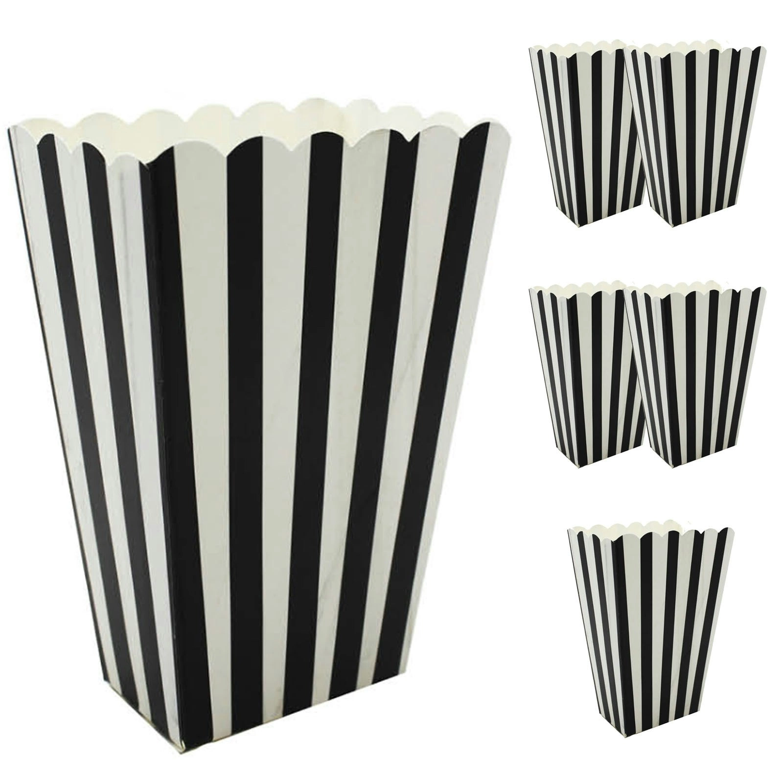 6x POPCORN BOXES Wedding Party Favour Lolly Box Retro Cinema Pop Corn - Black