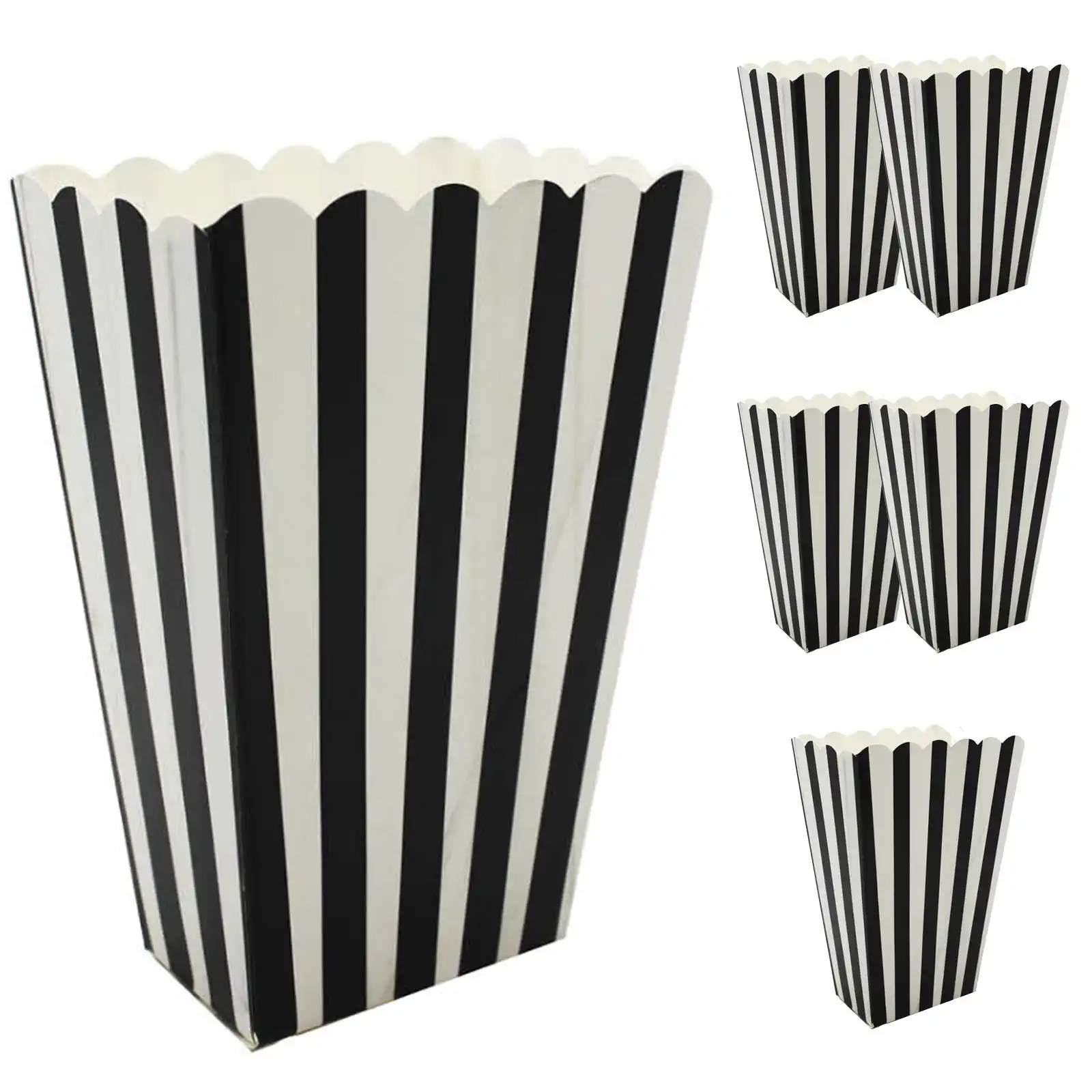 6x POPCORN BOXES Wedding Party Favour Lolly Box Retro Cinema Pop Corn - Black