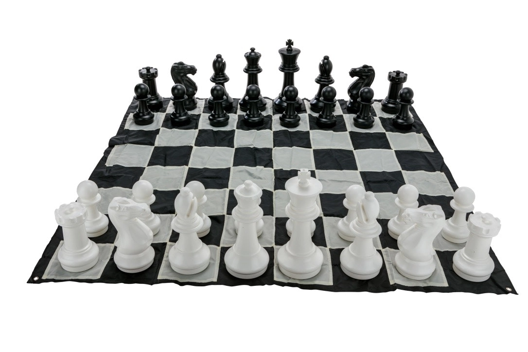 Giant Size Plastic Outdoor Chess Game Set w/Mat 1.5x1.5m