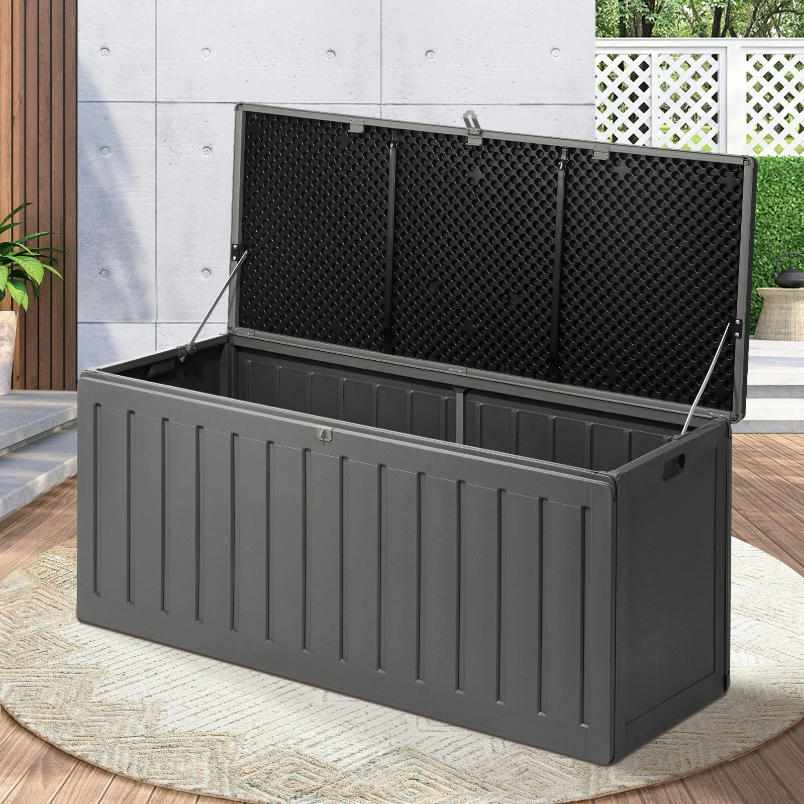 Livsip Outdoor Storage Box Bench 490L Cabinet Container Garden Deck Tool Grey