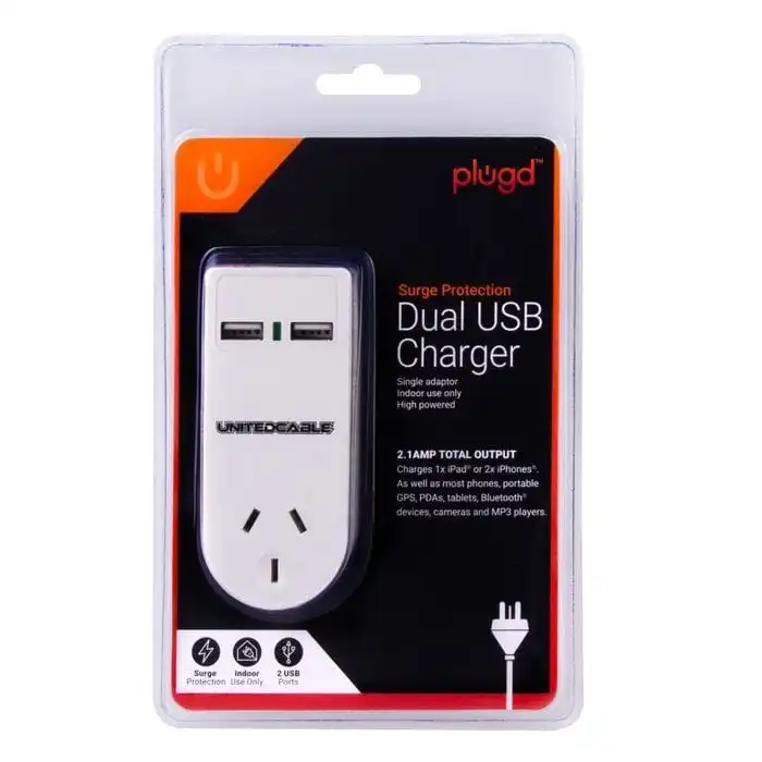 2400W High Powered Dual USB Charger Adaptor With Surge Protection