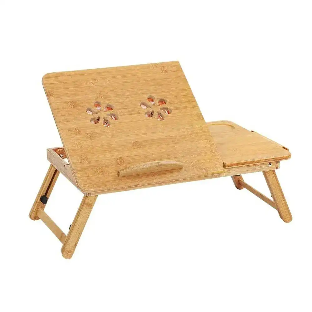 Foldable and Adjustable Bamboo Laptop Table, Bed Tray