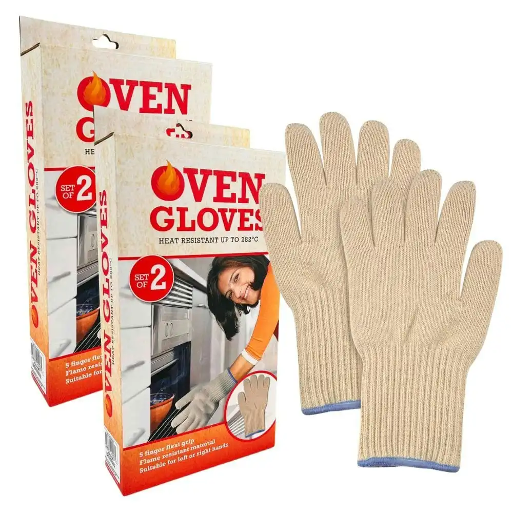 2 Pairs Oven Mitt BBQ Grill Gloves Heat Resistant Kitchen Hot Cooking Surfaces