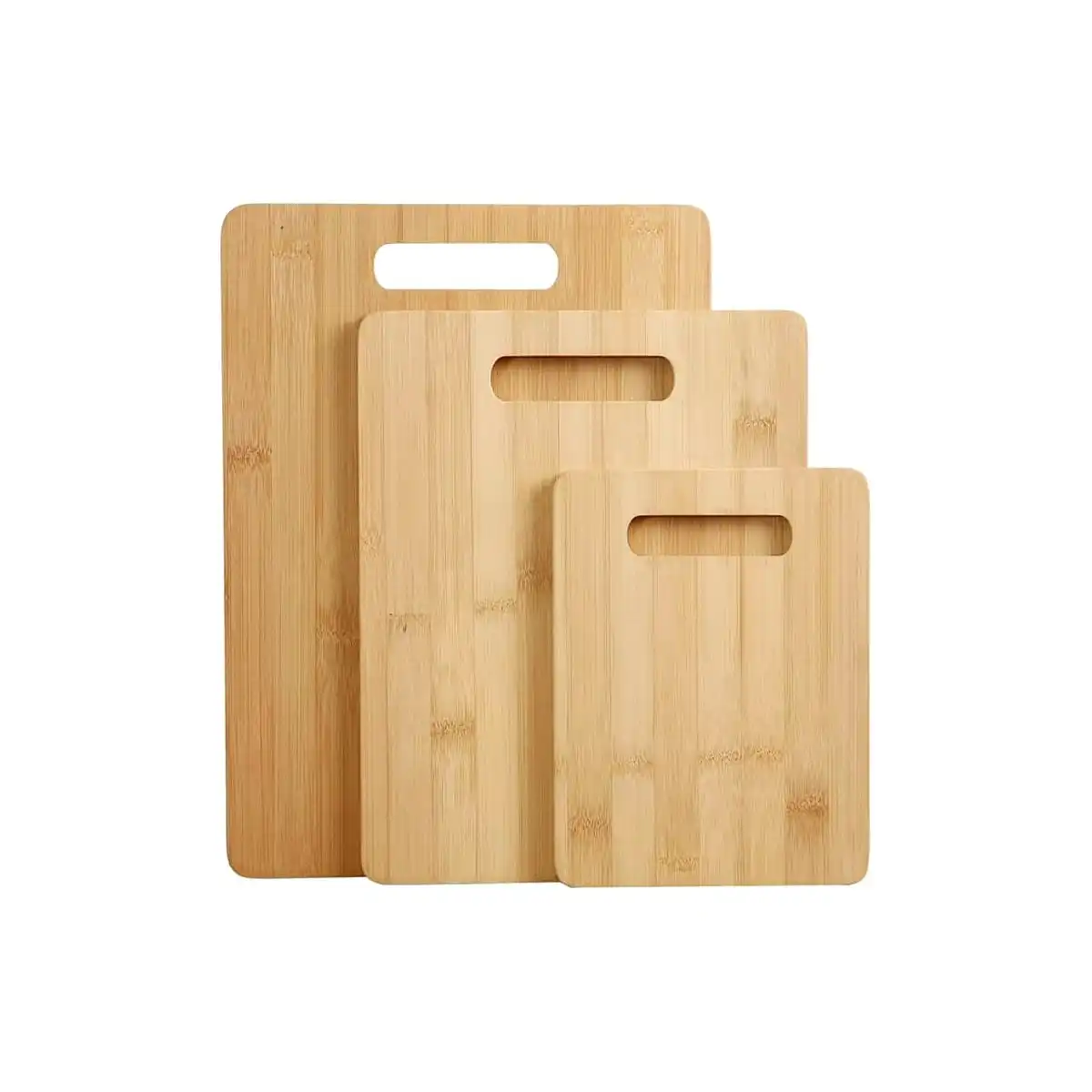 6pcs Bamboo Wood Chopping Board 3-Set Cheese Cutting & Serving Light Wood Tone