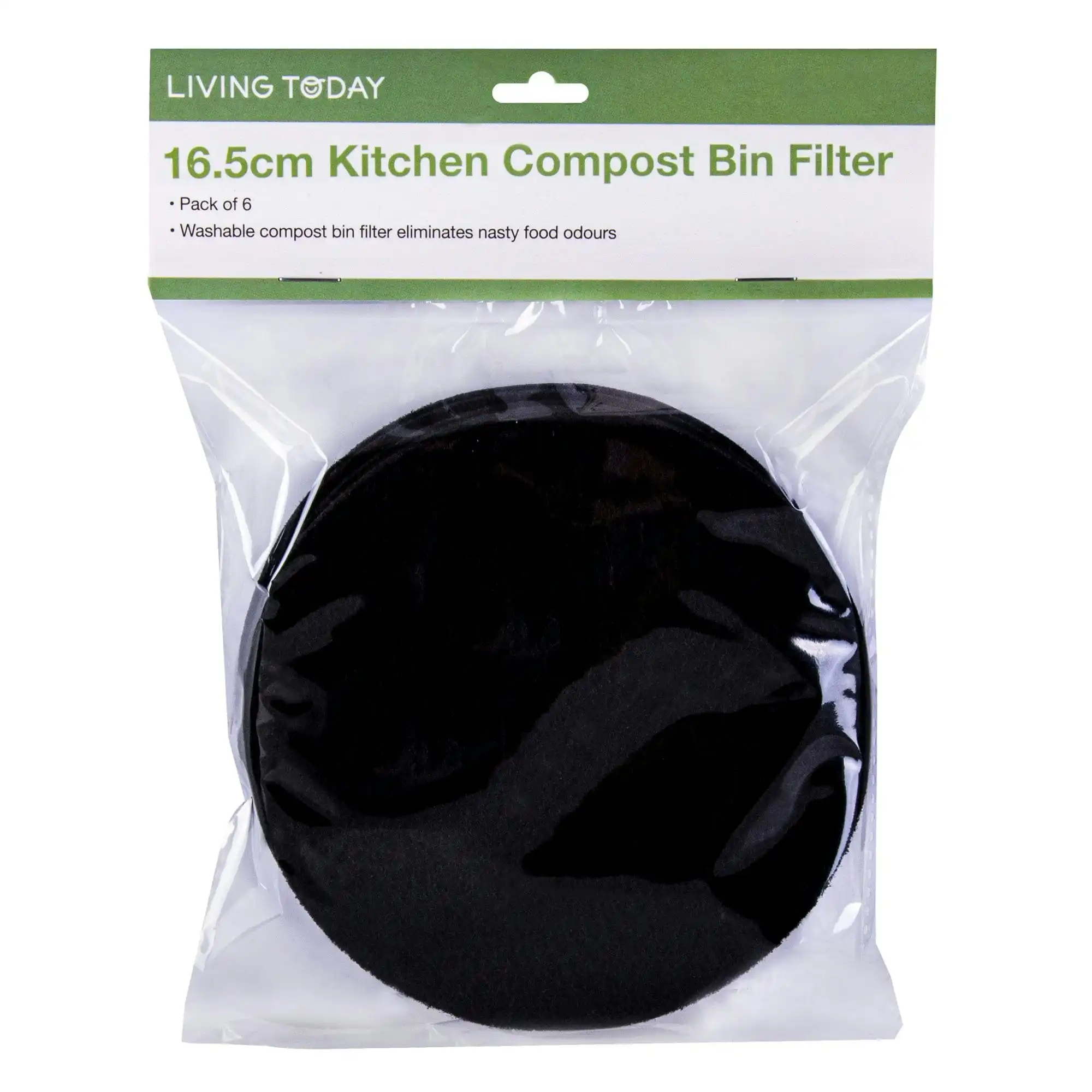 Living Today 6PC Kitchen  Activated Carbon Compost Bin Filter 16.5cm