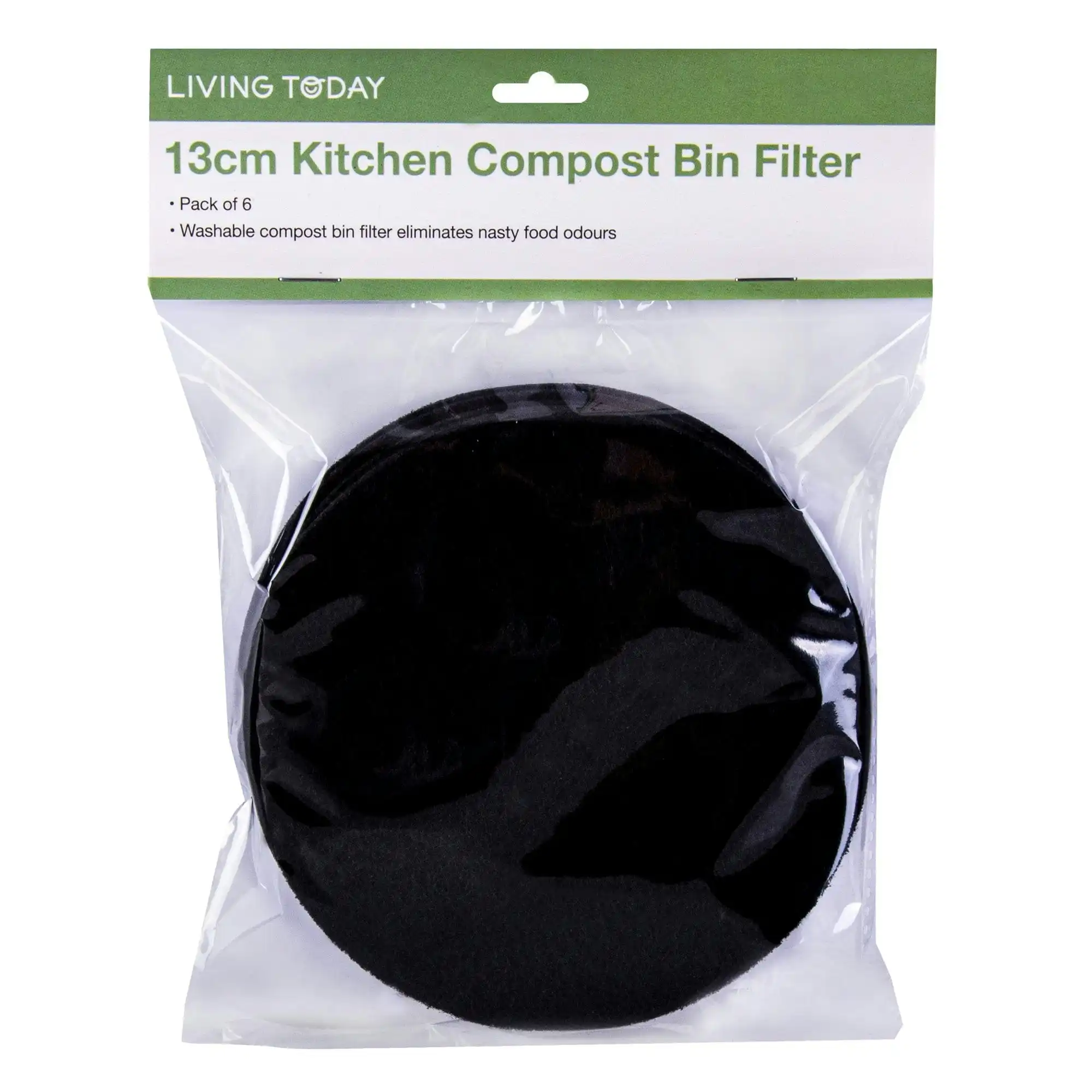 Living Today 6PC Kitchen  Activated Carbon Compost Bin Filter 13cm