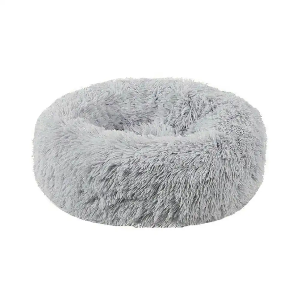 Plush Donut Faux Fur Calming Pet Nest - Grey - L