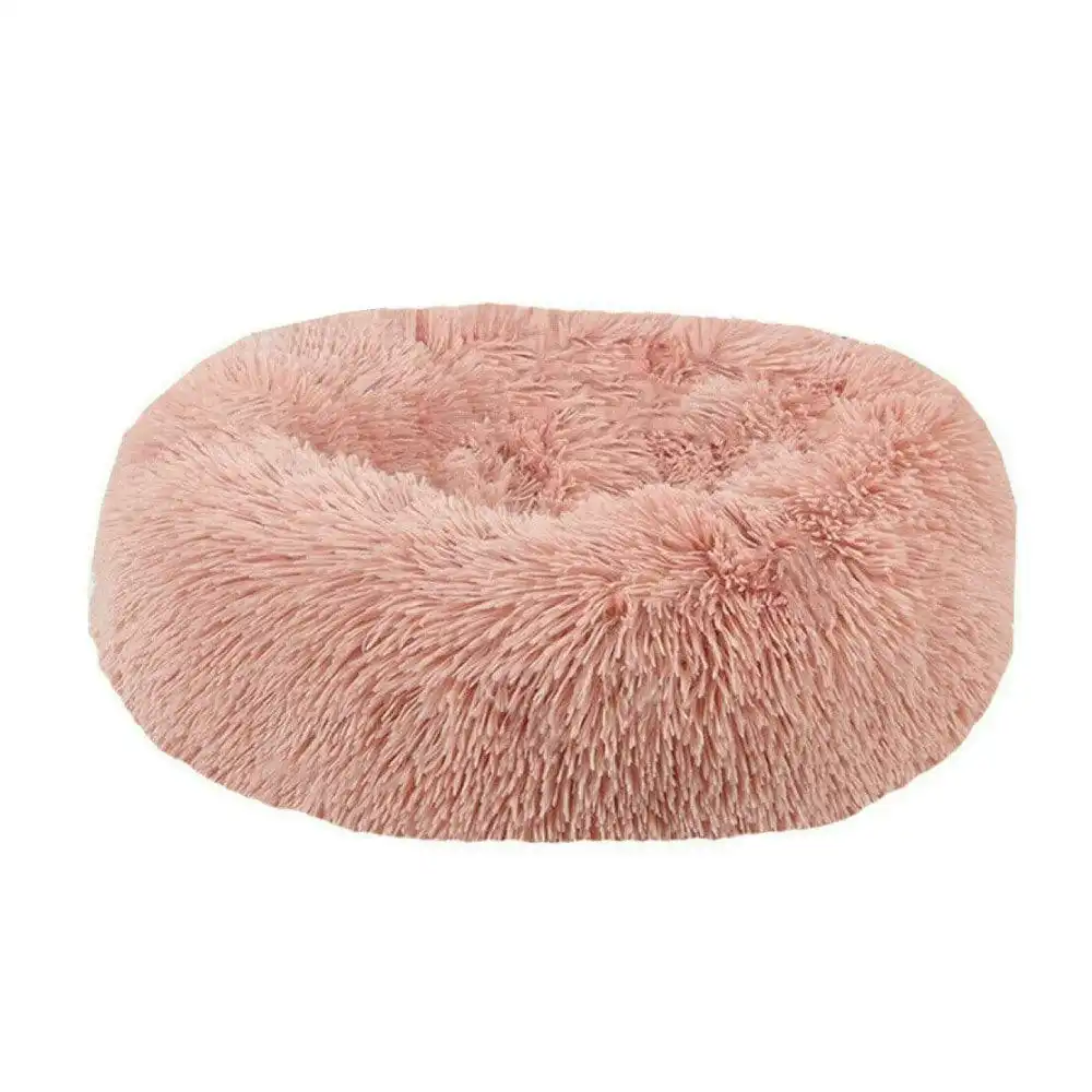 Plush Donut Faux Fur Calming Pet Nest - Salmon Pink - M