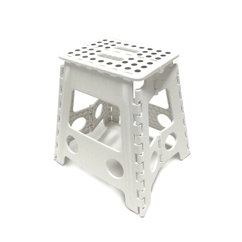 Large Plastic Folding Stool Portable Chair Outdoor Camping White