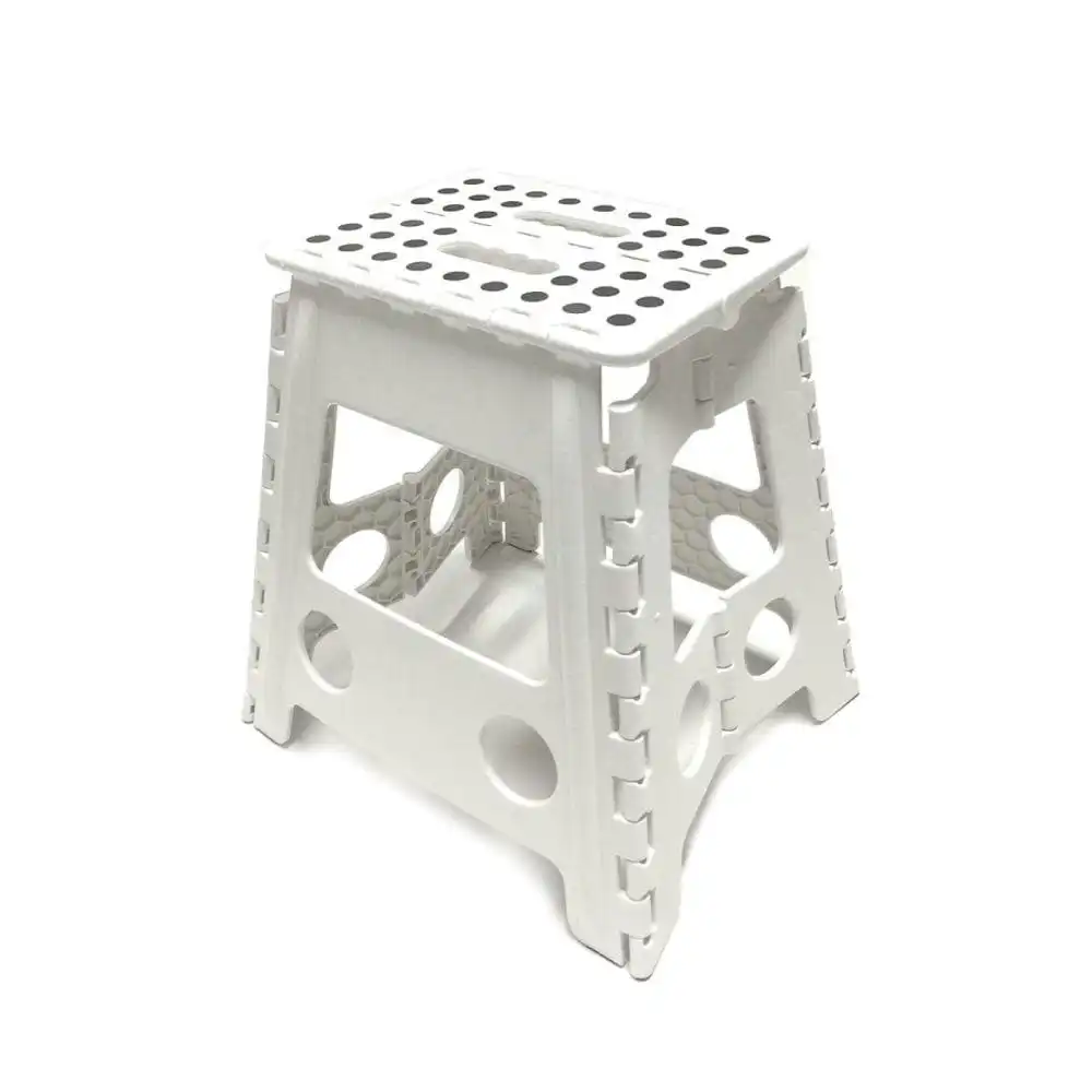 Large Plastic Folding Stool Portable Chair Outdoor Camping White