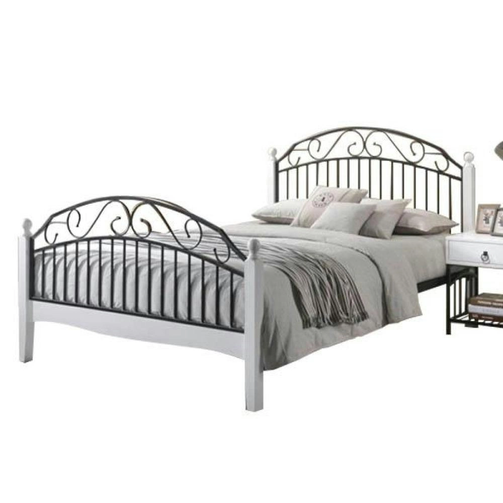 Ashley Queen Size Bed Frame - Black Metal Frame - White