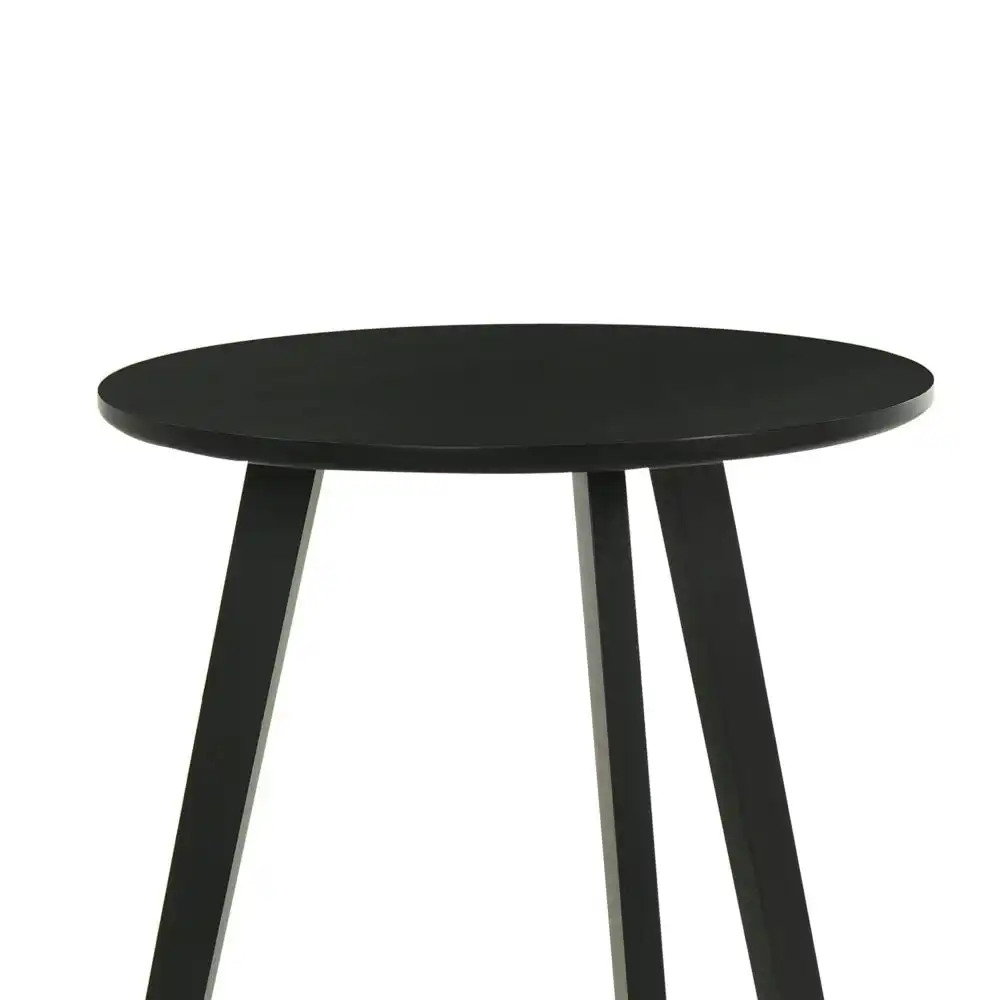 Liza Modern Wooden Round Side End Lamp Table - Black