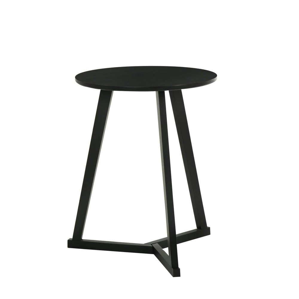 Liza Modern Wooden Round Side End Lamp Table - Black