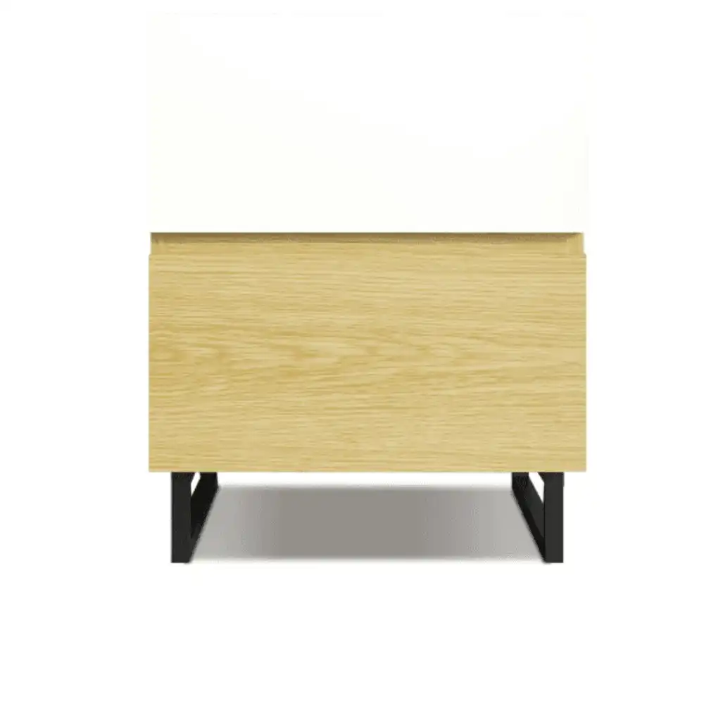 Design Square Jaxon Modern 1- Drawer Bedside Nighstand Side Table - Oak/White