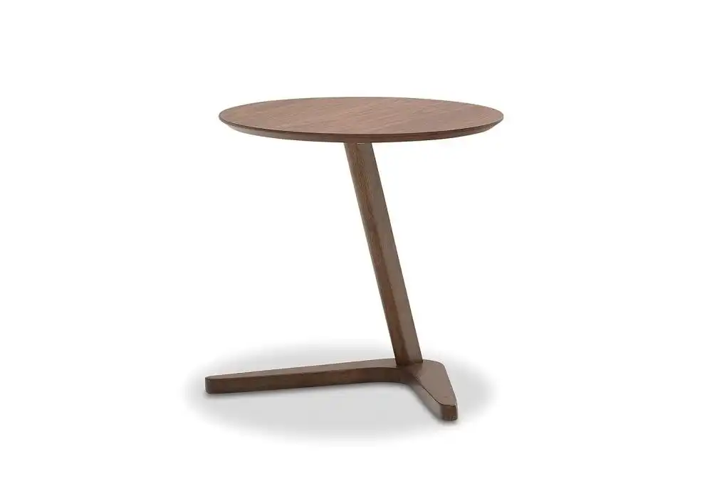 Design Square Round End Lamp Side Table - Walnut