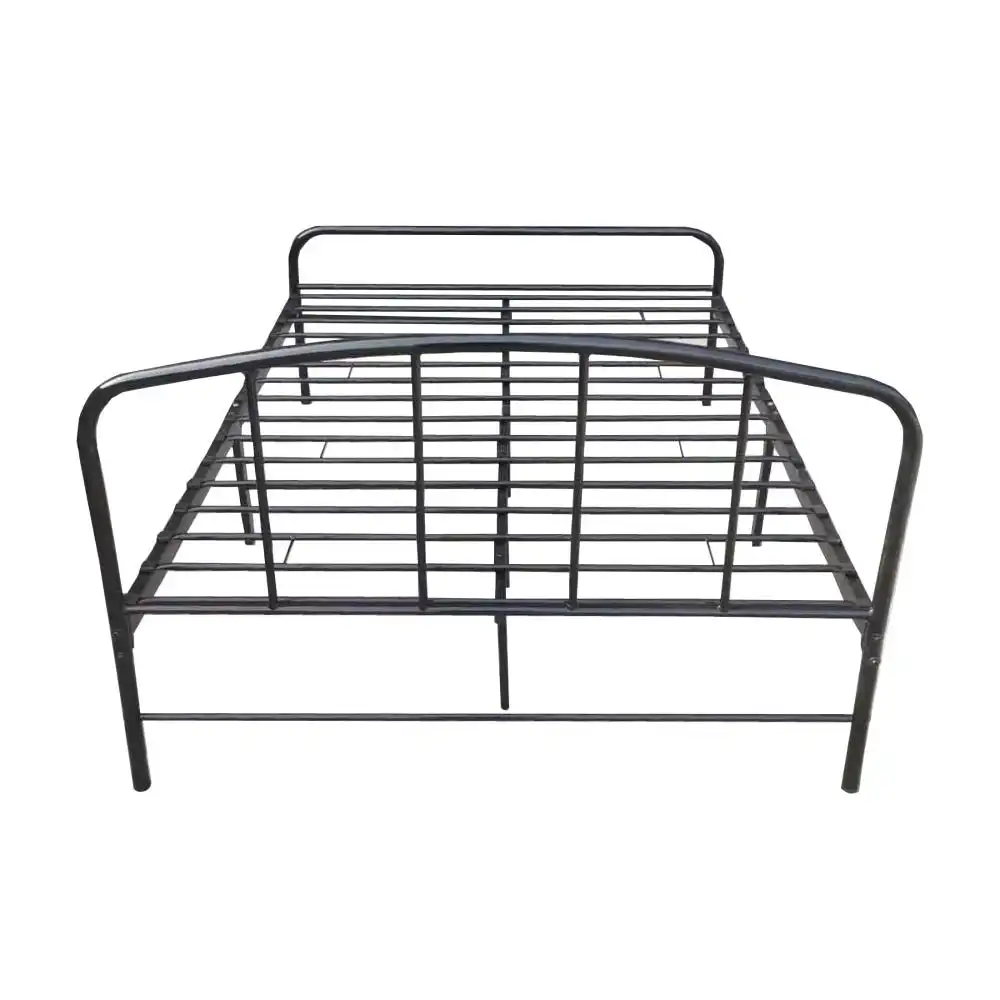 Metal Bedframe Queen Size Country Style - Black