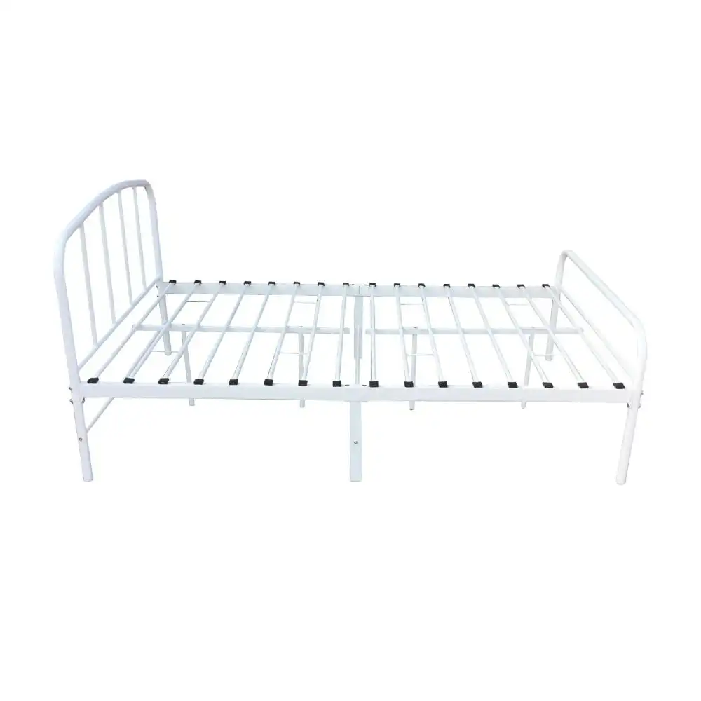 Metal Bedframe Queen Size Country Style - White