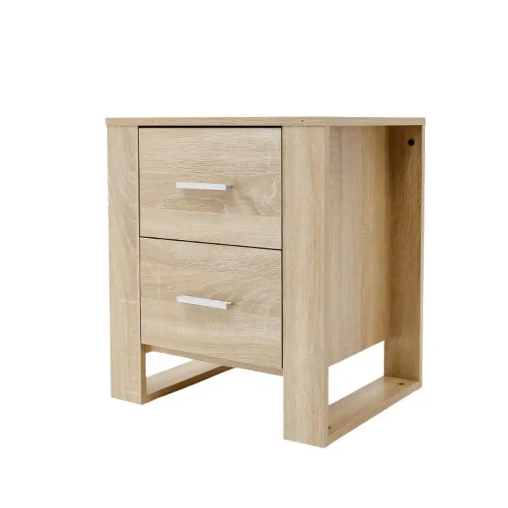 Design Square Bedside Nighstand Side Table W/ 2-Drawer - Oak