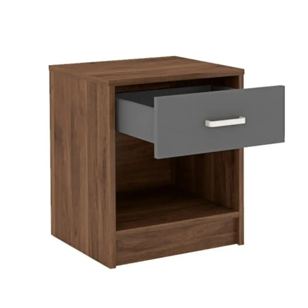 Tammy Open Shelf Nightstand Bedside Side Table W/ 1-Drawer - Columbia/Dark Grey