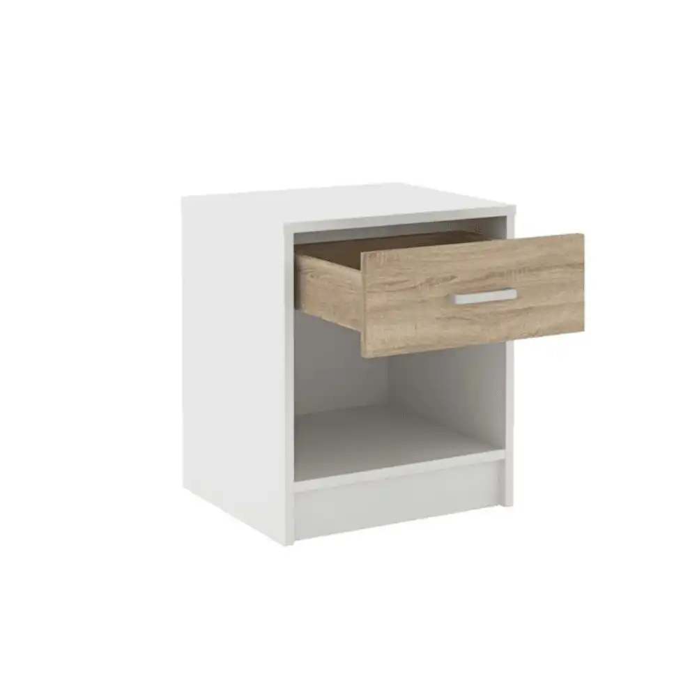 Tammy Open Shelf Nightstand Bedside Side Table W/ 1-Drawer - White/Oak