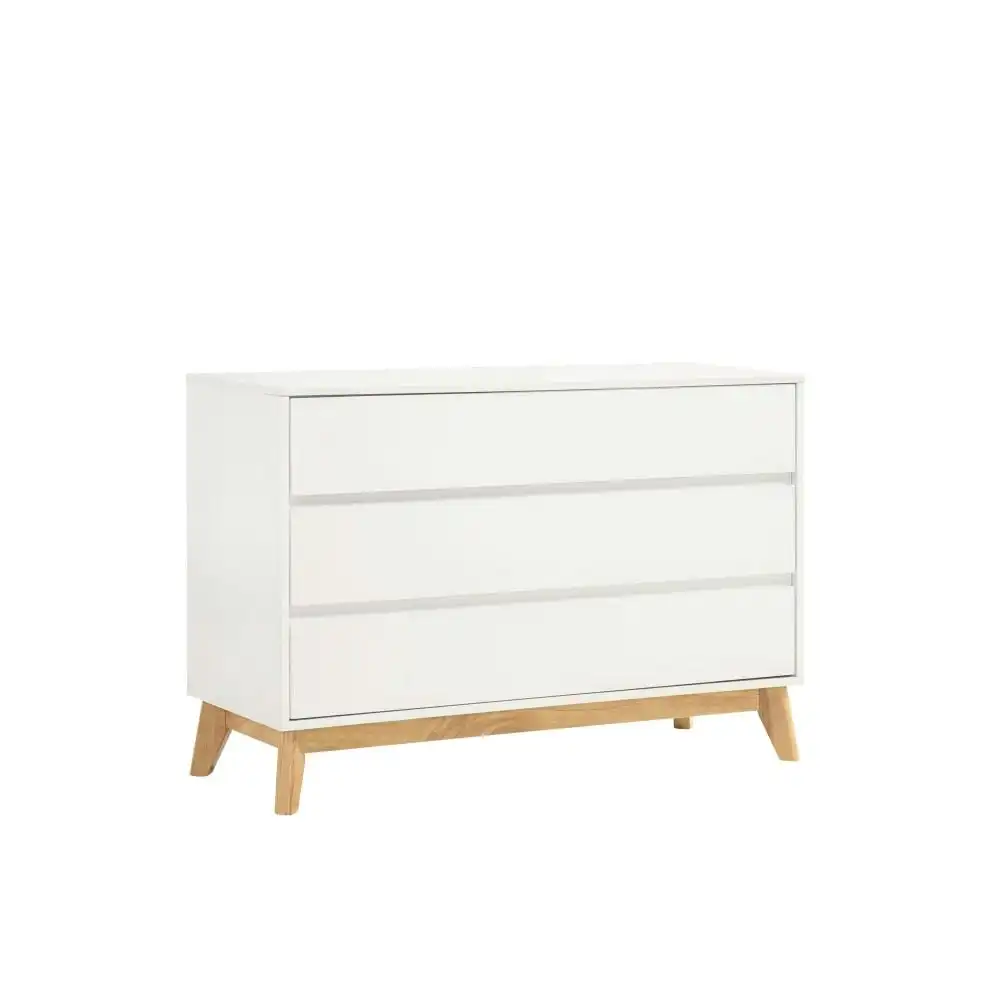 Minere Modern Wooden Chest Of 3-Drawers Lowboy Storage Cabinet - White/Oak
