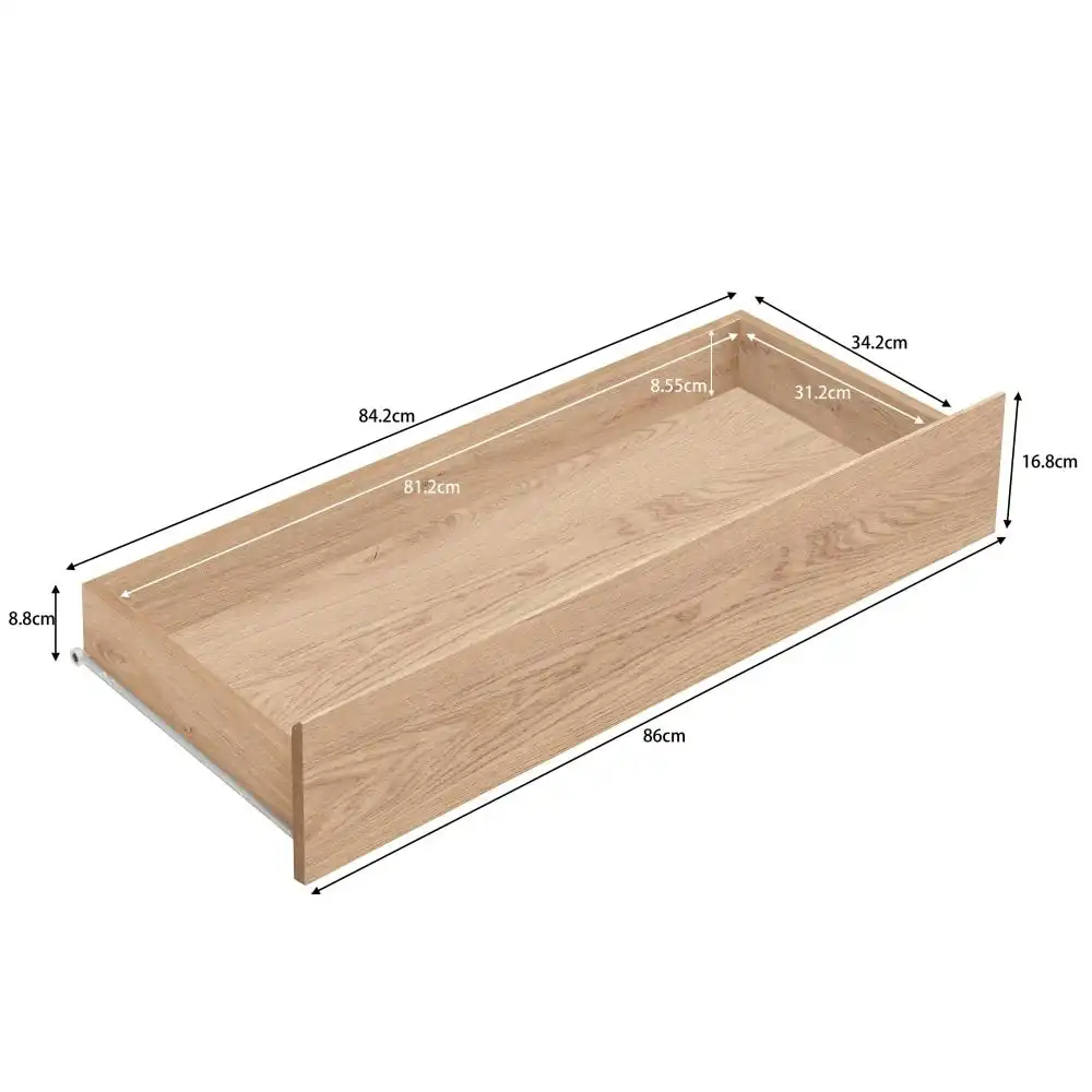 Design Square Minere Wooden Chest Of 3-Drawers Tallboy Storace Cabinet W/ 2-Shelf - Oak