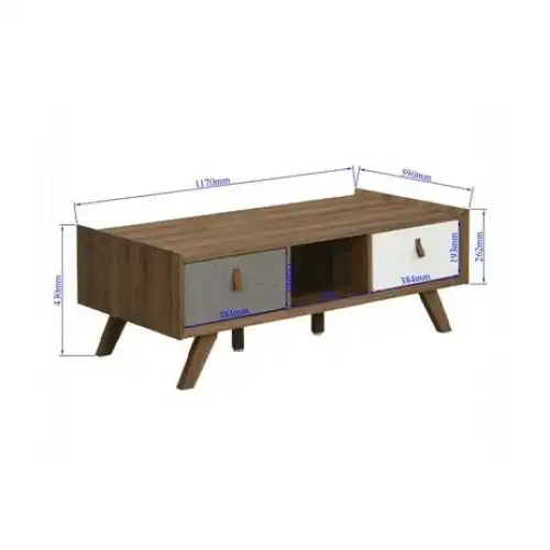 Design Square Kruz Wooden Rectangular Coffee Table W/ 2-Drawers - Walnut