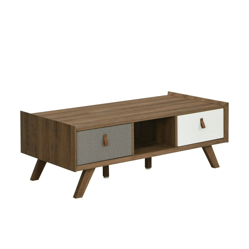 Design Square Kruz Wooden Rectangular Coffee Table W/ 2-Drawers - Walnut