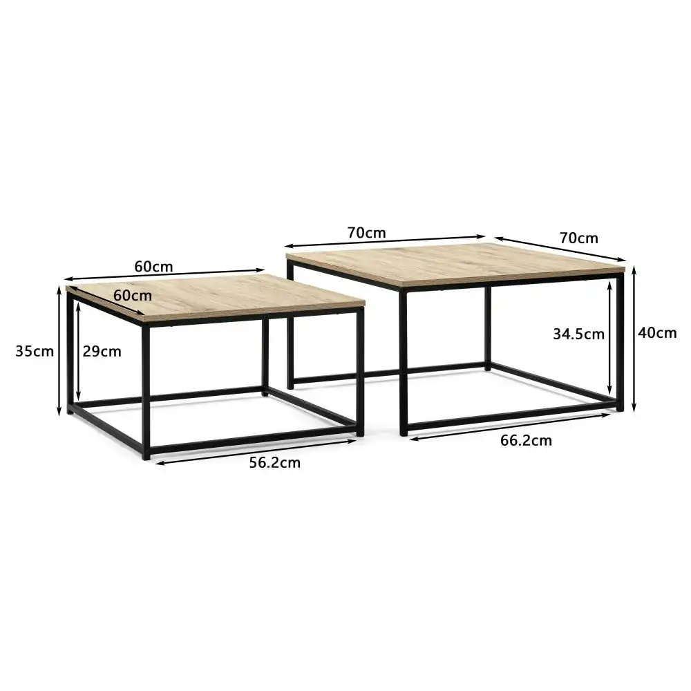 Design Square Zona Set Of 2 Nesting Rectangular Coffee Table - Oak/Black
