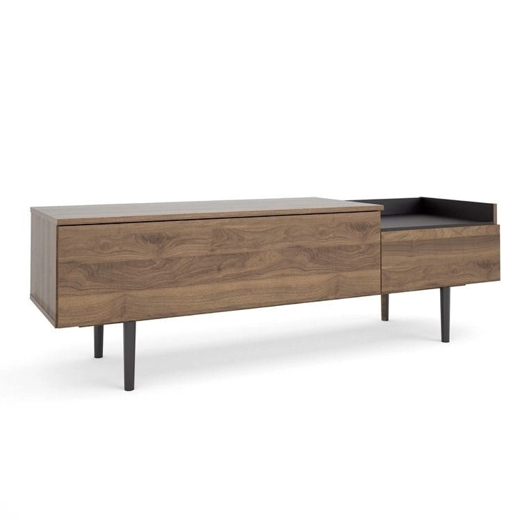 Design Square Remy Low Buffet Unit Sideboard Storage cabinet W/ 2-Drawers - Walnut