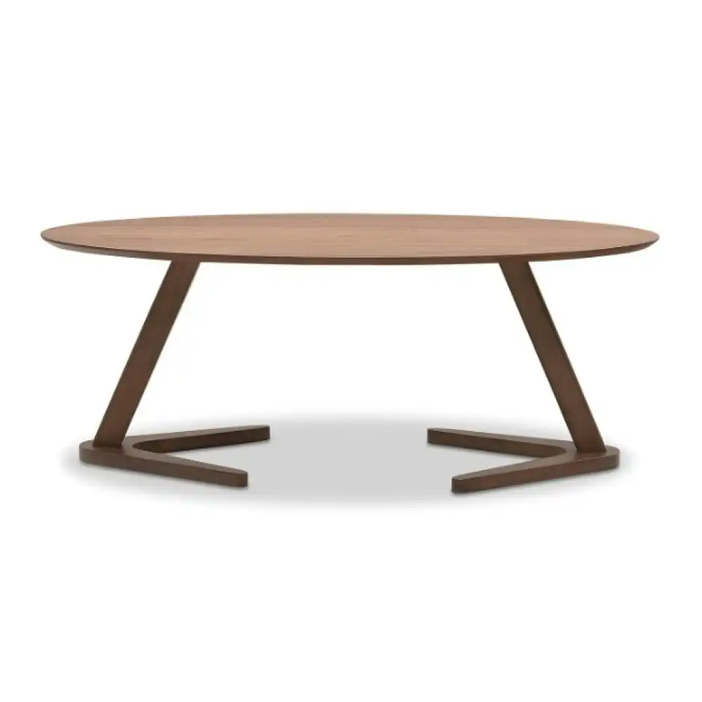 Design Square Wooden Oval Wood Coffee Table - Walnut