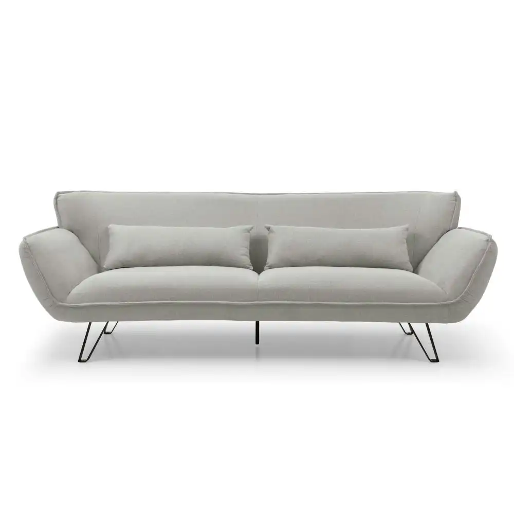 Design Square Designer Fabric Modern Luxury 3-Seater Sofa Lounge - White