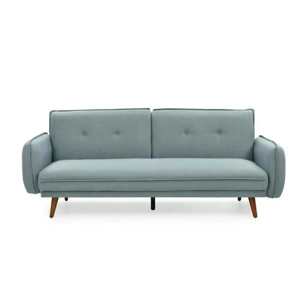 Design Square Designer Modern 3-Seater Fabric Lounge Couch Sofa Bed - Light Blue