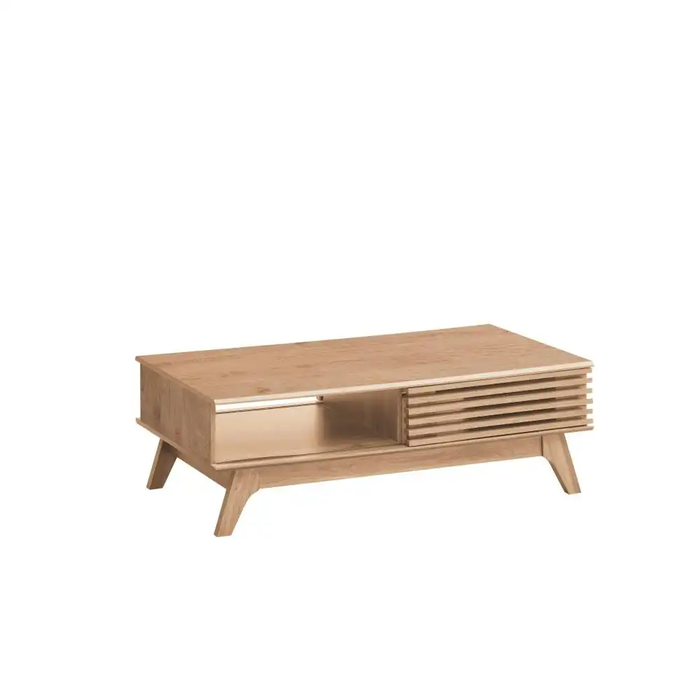 Design Square Karyn Rectangular Wooden Coffee Tea Table W/ 2-Door - Oak