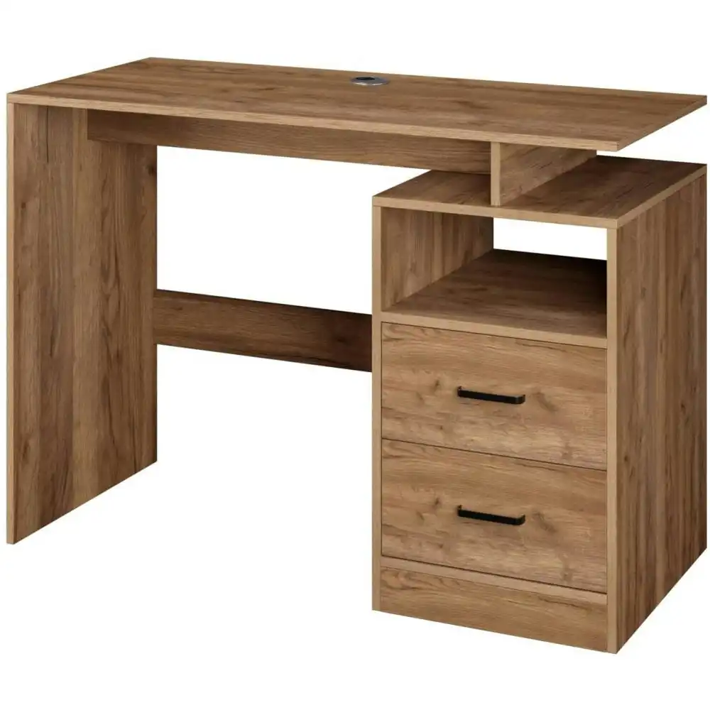 Design Square Writing Study Computer Home Office Desk W/ 2-Drawers - Oak