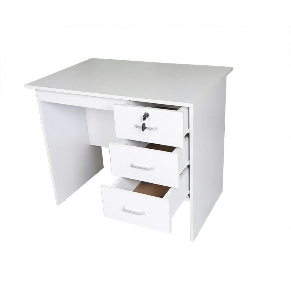 Design Square Modern Office Writing Study Desk 120cm W/ 3-Drawers - White