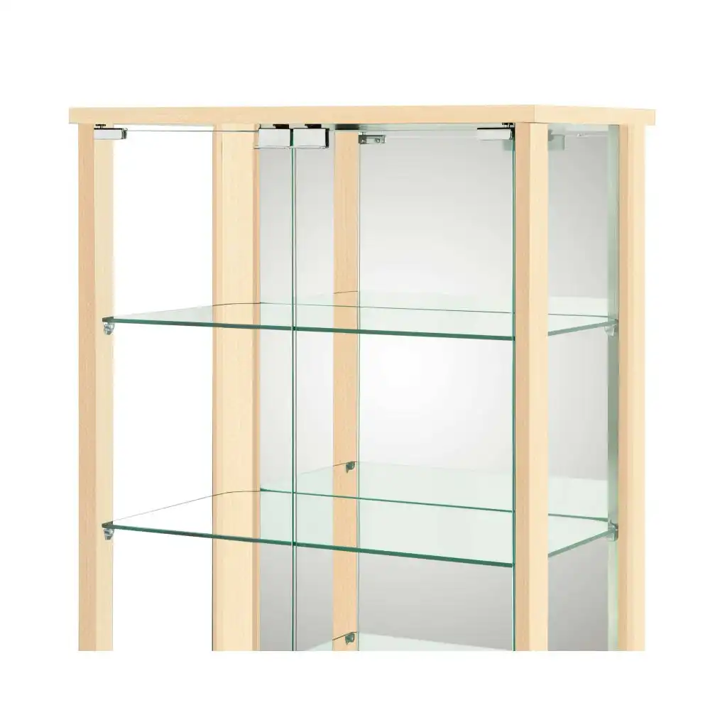 Design Square Dejaro Modern 7-Tier Display Shelf Storage Cabinet W/ 2-Doors - Glass/Beech