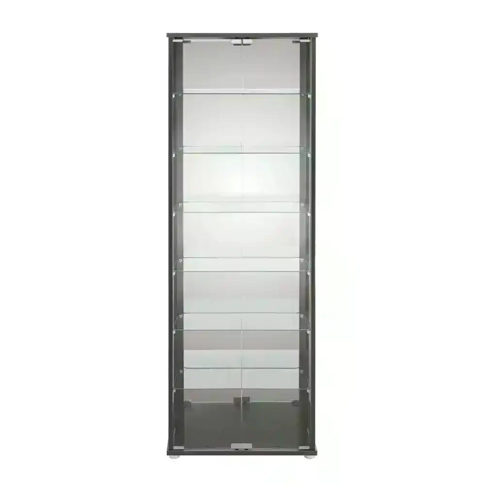 Jude Large 7-Tier Glass Display Shelf Storage Cabinet W/ 2-Doors - Black