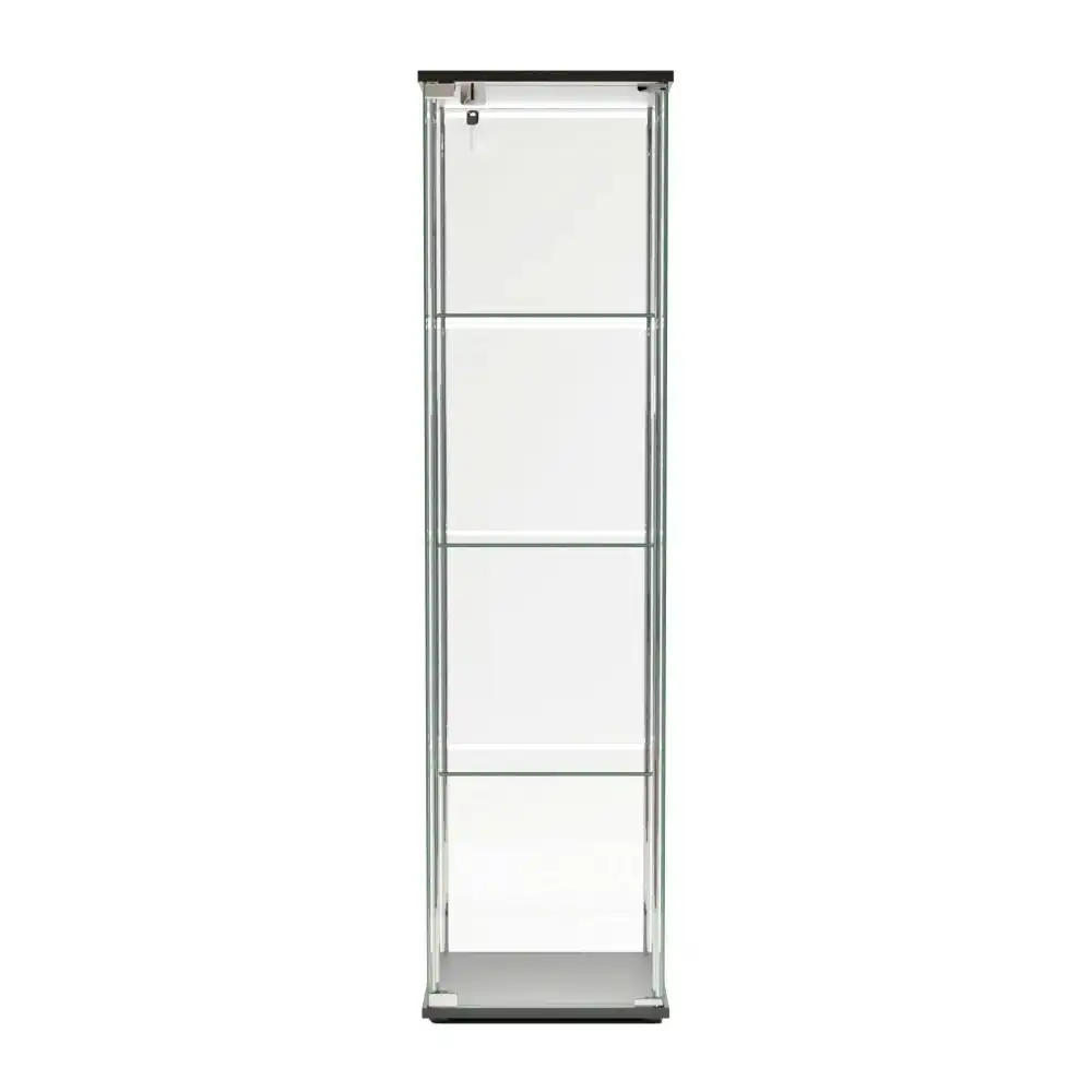 Jude 4-Tier Glass Display Shelf Storage Cabinet W/ LED Light - Black