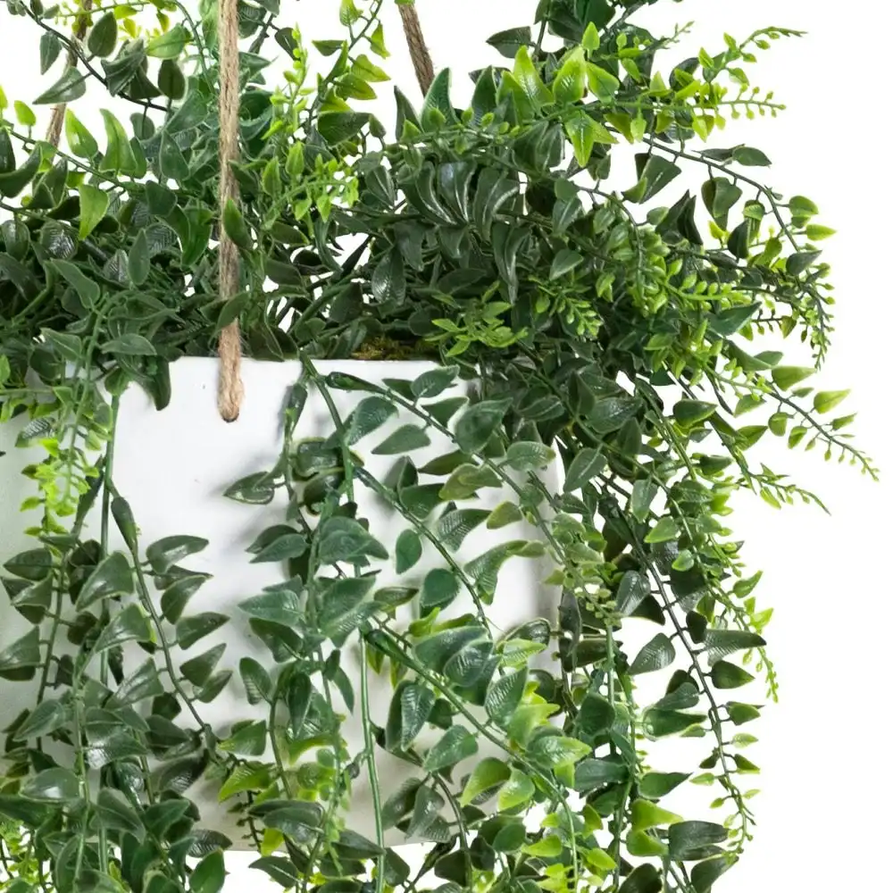 Glamorous Fusion Baker Fern Artificial Faux Plant Decorative 94cm In Hanging Pot