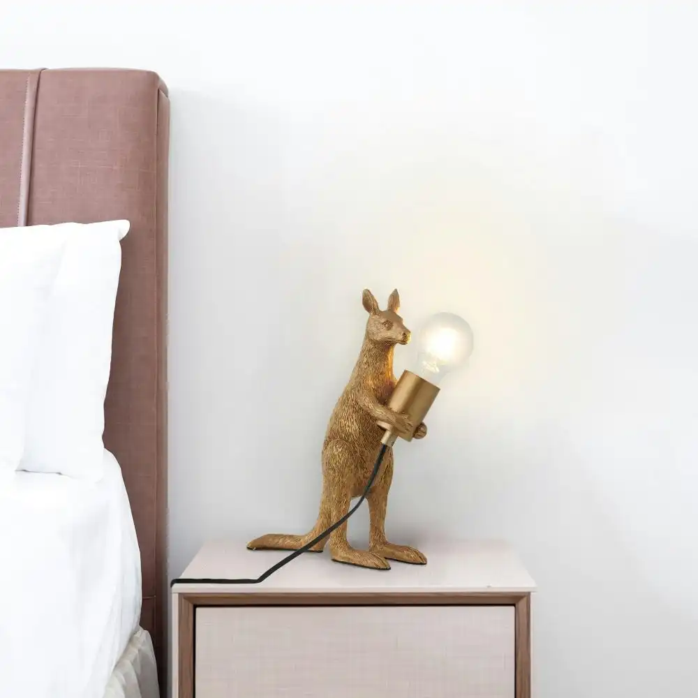 Eleanor Standing Kangaroo Decorative Accent Single Bulb Table Lamp Light - Gold